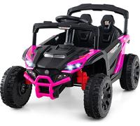COSTWAY 12V Voiture électrique pour enfants, voiture pour enfants avec télécommande, 3 vitesses, lumières LED, musique, klaxon & suspensions, véhicule pour enfants 3+
