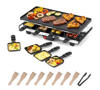 COSTWAY 1400w Plancha Electrique avec Double Surface, 8 Poêlons, 8 Spatules en Bois et Pince, Température Réglable, pour Fête