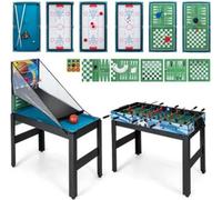 COSTWAY 15 in 1 Set de table de jeu, jeu de table multifonctionnel avec baby-foot hockey, billard, tennis de table, bowling, shuffleboard, échecs, dames & backgammon, table combinée pour enfants adult