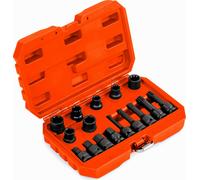 COSTWAY 16 pcs. jeu de clés à douille en acier avec boîte, clé d'entraînement 1/2" Jeu d'outils de réglage des freins pour divers véhicules (Orange)