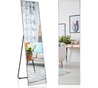 COSTWAY 160 x 40 cm Miroir intégral, miroir sur pied et miroir mural 3 en 1, miroir d'habillage, miroir de vestiaire pour la chambre à coucher, le salon et l'entrée, argenté