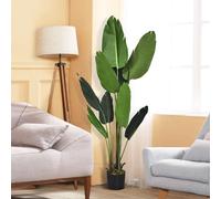 COSTWAY 160cm Plante artificielle Palmier tropical Monstera artificiel Plante serpentine, Plante d'intérieur avec pot stable & 10 feuilles, Plante verte pour jardin bureau chambre décoration