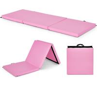 COSTWAY 180 x 60 x 5 cm Tapis de sol souple pliable, tapis de gymnastique portable, tapis de yoga hydrofuge Rose