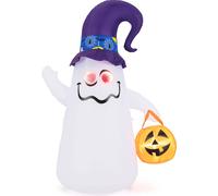 COSTWAY 180CM Décorations d'Halloween en extérieur, LED Ghost Halloween gonflable avec citrouille, terrible fantôme décoratif pour jardin d'intérieur pelouse jardin fête, auto-gonflant