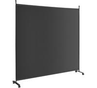 COSTWAY 184 x 184cm Séparation de pièce sur roulettes, Paravent avec un panneau, Cloison pliable, Protection visuelle pour salon, chambre, bureau (Noir)