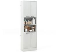 COSTWAY 190 cm de haut Armoire de cuisine Armoire à provisions, armoire haute avec portes, étagères, charnières de sécurité & protection anti-basculement, Sideboard indépendant Armoire multi-usages po