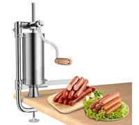 COSTWAY 2,5 kg Poussoir à Saucisses, Machine à Saucisse Verticale en Acier Inoxydable, Remplissage de Saucisse avec 4 Tubes de Diamettre Différent