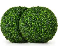 COSTWAY 2 boules de buis 40 cm, Boule de buis résistante aux UV, Taille en forme Plante artificielle Plante décorative, Boule de buis Plante artificielle, Plantes décoratives en boule pour maison jard