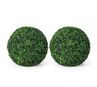 COSTWAY 2 Boules de Buis Artificielles 48 cm Résistantes aux UV, Plantes en Boules de Faux Buis Sphères, Décoratives pour Intérieur Extérieur de Porche Balcon Jardin Mariage