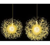 COSTWAY 2 boules lumineuses Noël Ø44/54cm à suspendre, boule décorative LED, boule de Noël, décoration de Noël, éclairage de Noël