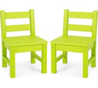 COSTWAY 2 chaises avec dossier pour jeunes enfants en bois pour dessiner et lire, ensemble de meubles pour enfants pour l'intérieur et l'extérieur(Vert, 2 chaises)