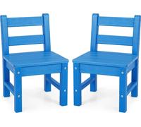 COSTWAY 2 chaises avec dossier pour jeunes enfants en bois pour dessiner et lire, ensemble de meubles pour enfants pour l'intérieur et l'extérieur (bleu, 2 chaises)