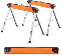 COSTWAY 2 chevalets de sciage pliables avec poignée, chevalets de travail jusqu'à 500kg, aides de sciage en métal portables