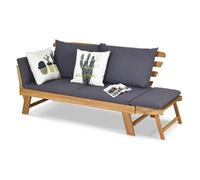 Costway 2 En 1 Chaise Longue Convertible Avec Coussin, Avec Accoudoir Réglable, Méridienne Extérieure, 198 X 75 X 75 Cm, Gris Multicolore