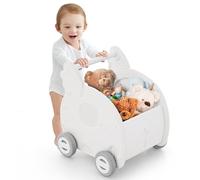 COSTWAY 2 en 1 Chariot de Marche en HDPE avec Forme Éléphant & Motif d’Arbre, Marcheur D'Apprentissage Bébé avec Espace de Rangement & 4 Roues & Poignée, Trotteur Bébé de 3 Ans+