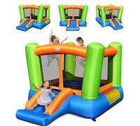COSTWAY 2 en 1 Château Gonflable en Forme de Colonne avec Toboggan Large, Parc Gonflable Enfants avec Zone de Saut, Trampoline Intérieur Extérieur de 3-10 Ans, 250 x 197 x 143 cm (sans Gonfleur)