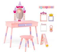 2 en 1 Coiffeuse Enfants sur Thème du Château avec Tabouret