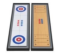 COSTWAY 2 en 1 Jeu de Shuffleboard et Curling Portable avec 8 Palets Roulants, Jeu de Palets Double Face pour Adultes Enfants pour Fête Bar Salle de Jeux, 114x32 cm