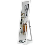 COSTWAY 2 EN 1 Miroir intégral, miroir sur pied avec cadre en bois, miroir d'habillage 37 x 155cm, miroir de vestiaire pour la chambre à coucher, le salon et l'entrée Blanc