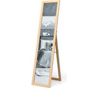 COSTWAY 2 EN 1 Miroir intégral, miroir sur pied avec cadre en bois, miroir d'habillage 37 x 155cm, miroir de vestiaire pour chambre à coucher, salon et entrée Naturel
