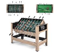 COSTWAY 2 en 1 Table de Baby-Foot Pivotante avec 28 Joueurs, Queues, Balles, Table Multijeux avec Pieds Réglables et Marqueur, Billard pour 2-4 Adultes Adolescents pour Salle de Jeux Fêtes (124cm)