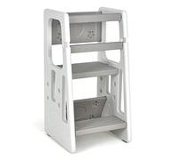 COSTWAY 2 en 1 Tour d'Apprentissage pour Tout-Petits 18-60 Mois avec 3 Hauteurs Réglables(30/40/50cm), Tour d'Observation en HDPE avec Repose-pieds Antidérapants, 47x47x90cm