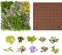 COSTWAY 2 Haie artificielle Mur végétal 50x50cm, Panneaux de plantes artificielles variées, Plante artificielle, Pelouse simulée 10 espèces Vert