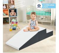 Costway 2 Pcs Blocs De Construction En Mousse Pour Tout-Petits Antidé Modules De Motricité Pour Grimper Glisser Ramper Blanc+Noir