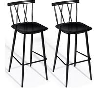 COSTWAY 2 Tabourets de Bar de Style Moderne en Métal 47,5 x 41 x 105 CM pour Bistro,Cuisine,Café noir Charge Max. 150 KG