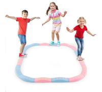 COSTWAY 20 Pièces Poutre d'Équilibre Empilable Enfants avec Patin Antidérapant, Tremplins d'Équilibre avec Connexion Ferme Amovible, Charge 80kg pour 4 Enfants de 3 Ans+ (Rose Macaron)