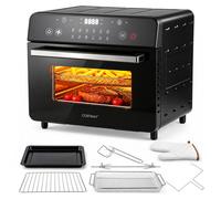 COSTWAY 22 L Mini Four Electrique Multifonction 1800W - 12 Programmes Écran LED Thermostat 60-220°C Chaleur Tournante 360° Noir