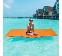 COSTWAY 220x90cm hamac d'eau, lit d'eau 100kg de capacité, tapis flottant radeau de natation, tapis flottant, lit d'eau flottant île flottante (Orange)