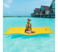 COSTWAY 220x90cm hamac d'eau, lit d'eau 100kg de capacité, tapis flottant radeau de natation, tapis flottant, lit d'eau flottant île flottante (jaune)