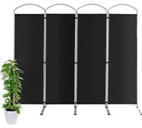 COSTWAY 221 x 188cm Cloison de séparation, Paravent pliable et amovible, Protection visuelle 4 pièces, Room Divider intérieur, en tissu, pour plus d'intimité et de flexibilité (Noir)