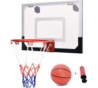 COSTWAY φ23,5cm Panier de basket-ball Indoor, Mini panier de basket-ball Anneau de basket-ball enfants, 46 x 30,5 cm Backboard avec ballon et pompe, montage sur porte murale