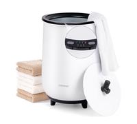 COSTWAY 23 L Chauffe Serviette Seau à 3 Niveaux 60℃-80℃, Minuterie 20-90Min, Arrêt Automatique Support de Disque Parfumé Blanc+Noir