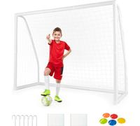 COSTWAY 245 x 182 cm But de football, buts de football pour jardin enfants, but de football avec filet haute résistance & 6 piquets de terre