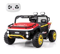 COSTWAY 24V Voiture Électrique Enfant 2 Places avec Télécommande 2,4G, Buggy Électrique Enfant avec Musique Klaxon Lumières LED, Démarrage Progressif, 3,5-6,5 km/h, Charge 40kg pour 3-7 Ans (Rouge)