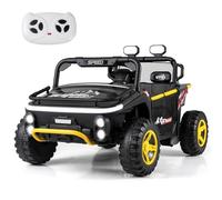 COSTWAY 24V Voiture Électrique Enfant 2 Places avec Télécommande 2,4G, Buggy Électrique Enfant avec Musique Klaxon Lumières LED, Démarrage Progressif, 3,5-6,5 km/h, Charge 40kg pour 3-7 Ans (Noir)