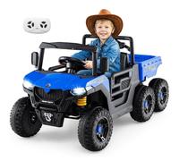 COSTWAY 24V Voiture Électrique Enfant avec Benne et Télécommande 2,4G, Buggy Électrique Enfant avec Musique et Histoires et Lumières LED, Démarrage Progressif pour Garçons Filles de 3-8 Ans