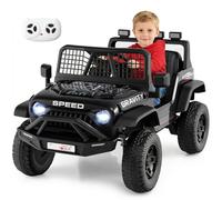 COSTWAY 24V Voiture Électrique Enfant avec Télécommande 2,4G, Buggy Électrique Enfant avec Musique & Histoires & Phares LED, Klaxon, 1,6-4,1km/h, Démarrage Progressif pour 3 Ans+ (Noir)