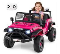 COSTWAY 24V Voiture Électrique Enfant avec Télécommande 2,4G, Buggy Électrique Enfant avec Musique & Histoires & Phares LED, Klaxon, 1,6-4,1km/h, Démarrage Progressif pour 3 Ans+ (Rose)