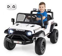 COSTWAY 24V Voiture Électrique Enfant avec Télécommande 2,4G, Buggy Électrique Enfant avec Musique & Histoires & Phares LED, Klaxon, 1,6-4,1km/h, Démarrage Progressif pour 3 Ans+ (Blanc)