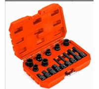 COSTWAY 27 pcs. set d'extracteurs de vis, set professionnel d'extracteurs à gauche avec boîte, double tête & entraînement 3/8 pouces, extracteur de vis endommagées orange
