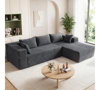 COSTWAY 275 cm Canapé Modulaire en Forme de L, Aucun Montage Nécessaire | Canapé Convertible, 5 Coussins, Tapis Antidérapants, Housse Amovible et Lavable, pour Salon, Chambre d’Amis