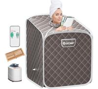 COSTWAY 2L Mini sauna à vapeur, sauna à domicile cabine thermique avec fonction de pulvérisation & minuterie & 9 niveaux de température, sauna assis avec télécommande, chaise, cabine de sauna 85 x 84
