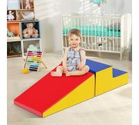 COSTWAY 2pcs. blocs de construction souples pour se défouler & grimper blocs de construction géants pour enfants & bébés rouge+bleu