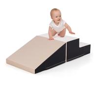 COSTWAY 2PCS Parcours Motricité Bébé en Mousse avec Housse Amovible en PU, Module Motricité Bébé avec Marche & Toboggan, Jouets Éducatifs pour Ramper Grimper pour Enfant d'Âge Préscolaire