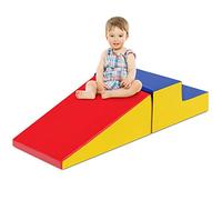 COSTWAY 2PCS Parcours Motricité Bébé en Mousse avec Housse Amovible en PU, Module Motricité Bébé avec Marche & Toboggan, Jouets Éducatifs pour Ramper Grimper pour Enfant d'Âge Préscolaire
