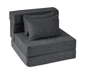 COSTWAY 3 en 1 Canapé Convertible 1 Place, Canapé-Lit Pliant avec 2 Coussins, Chauffeuse, Chaise de Sol, Matelas Futon Pliable, pour Salon, Bureau, Appartement, Invités (Gris)